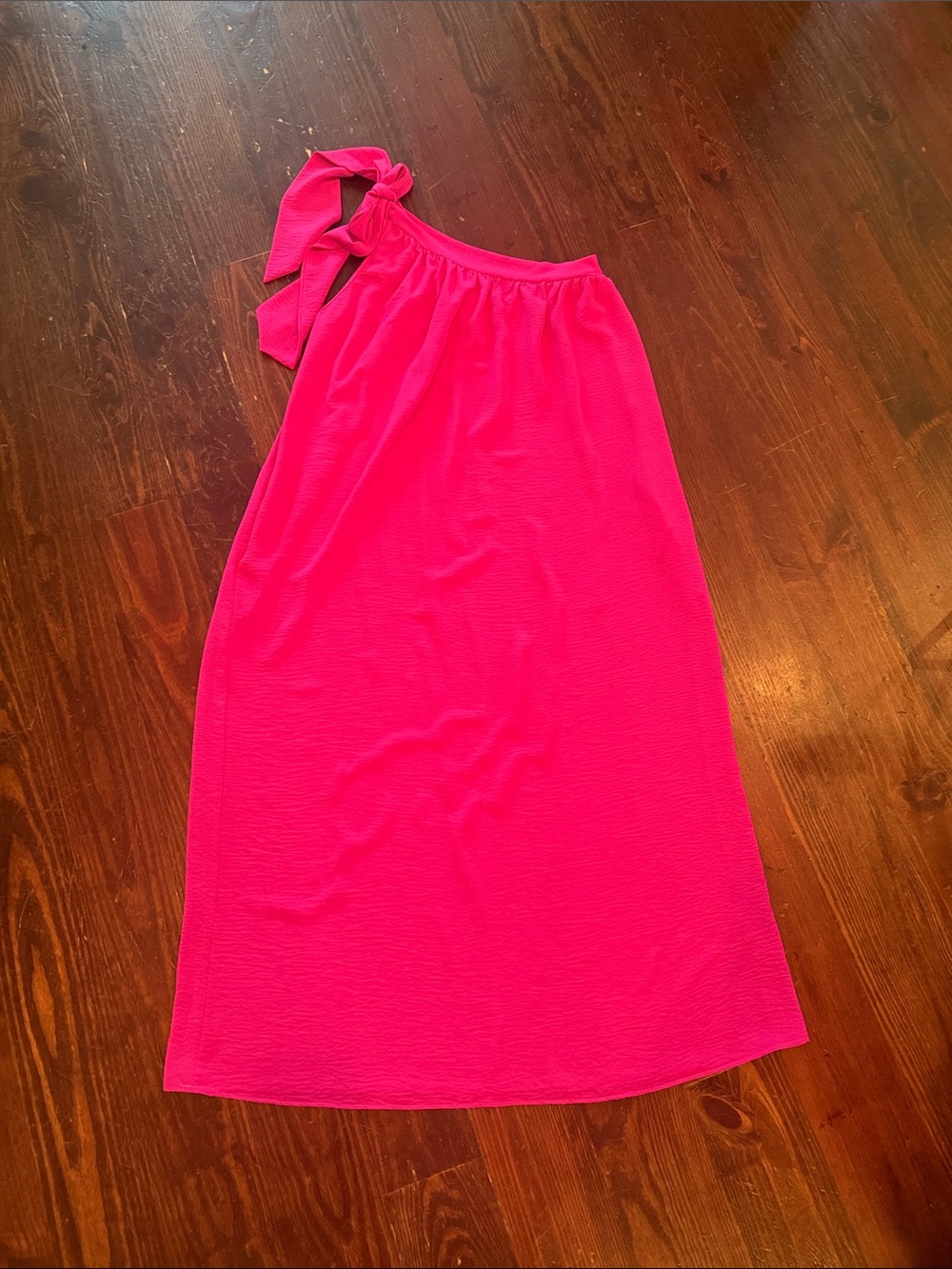 JODIFL One-Shoulder Maxi Dress in Hot Pink with Side Tie